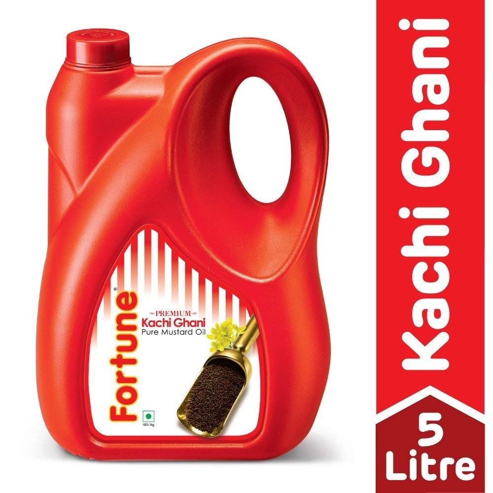 Fortune Kachi Ghani Mustard Oil , 5 Ltrs Jar